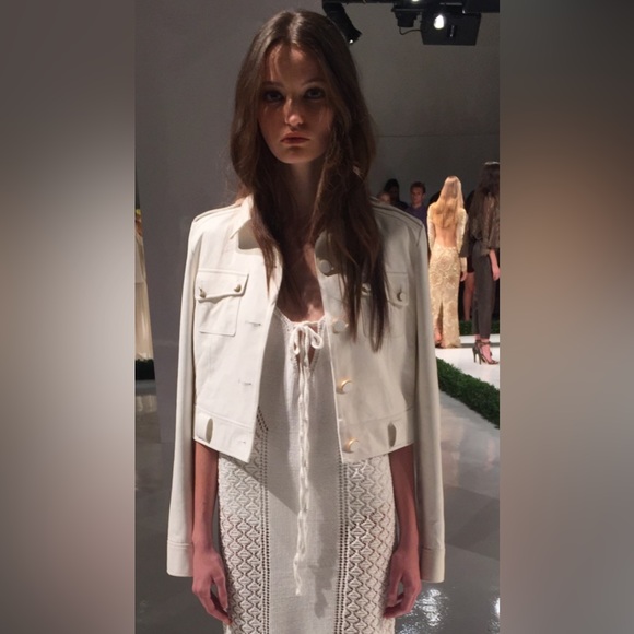 Rachel Zoe Ivory cropped leather jacket size small 4 - Picture 12 of 13